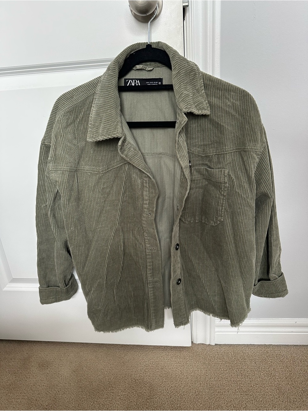 Zara Light Olive Corduroy Jacket